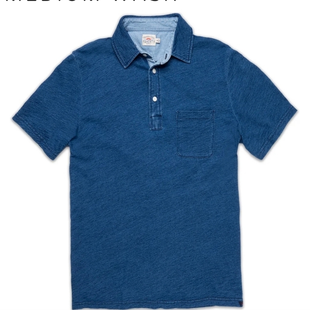 Faherty Indigo Polo Shirt